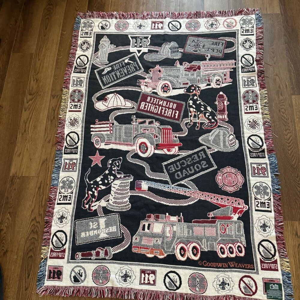 Firefighter Throw Blanket 48" x 68" Rescue Squad First Responder Goodwin Weavers - Picture 3 of 5